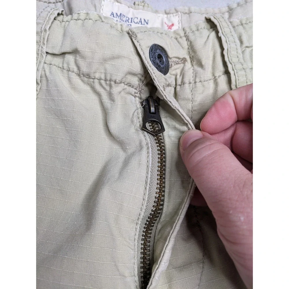American Eagle Cargo Shorts Mens 30‎ Tan Khaki Ripstop Longboard Outdoors Skater